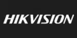La imagen muestra el logotipo de Hikvision en texto blanco sobre un fondo negro.