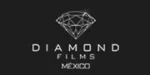Un logotipo para Diamond Films México, que presenta un ícono de diamante estilizado sobre el nombre de la empresa sobre un fondo negro.