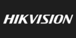La imagen muestra el logotipo de Hikvision en texto blanco sobre un fondo negro.