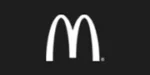 Un logotipo blanco de McDonald's que consta de dos arcos que forman una "M" sobre un fondo negro.