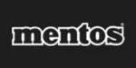 Logotipo de Mentos en texto blanco sobre fondo negro.
