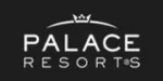 Logotipo de Palace Resorts con diseño de corona encima del texto sobre fondo negro.