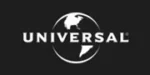 Un logotipo en blanco y negro que representa un globo terráqueo con la palabra "UNIVERSAL" centrada.